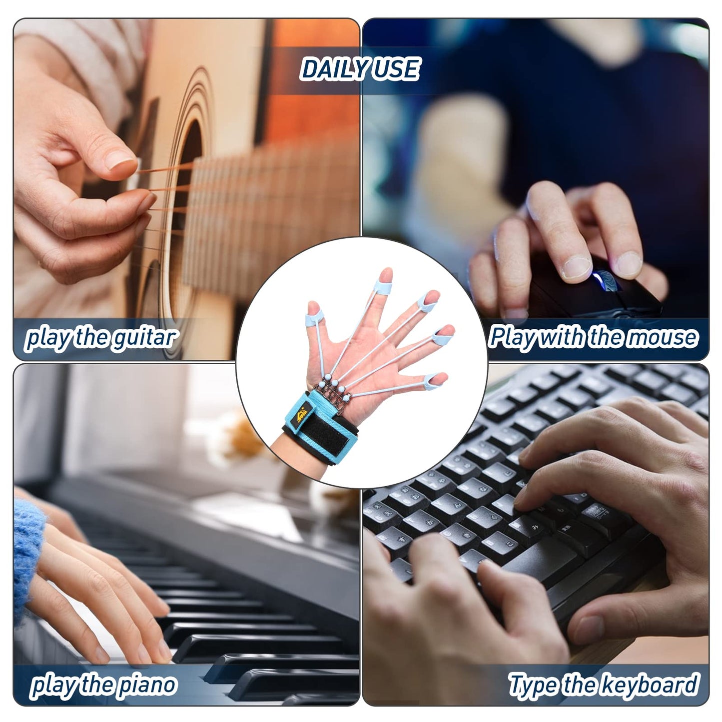 Finger Strengthener, Grip Strength Trainer, Gripster Finger Exerciser, Hand Grip Strengthener for Finger Strength & Therapy, 3 Resistance Levels (Grey 20LB, Blue 40LB, Black 60LB)