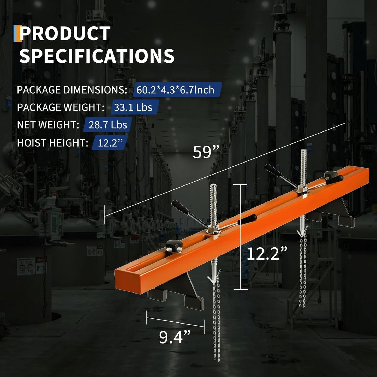 2 Ton Folding Hydraulic Engine Hoist with 59 in Load Leveler 4400 LBS Capacity Heavy Duty Cherry Picker 6 Swivel Wheels,Engine Support Bar 1100 LBS Capacity for Garage Workshop Warehouse Orange