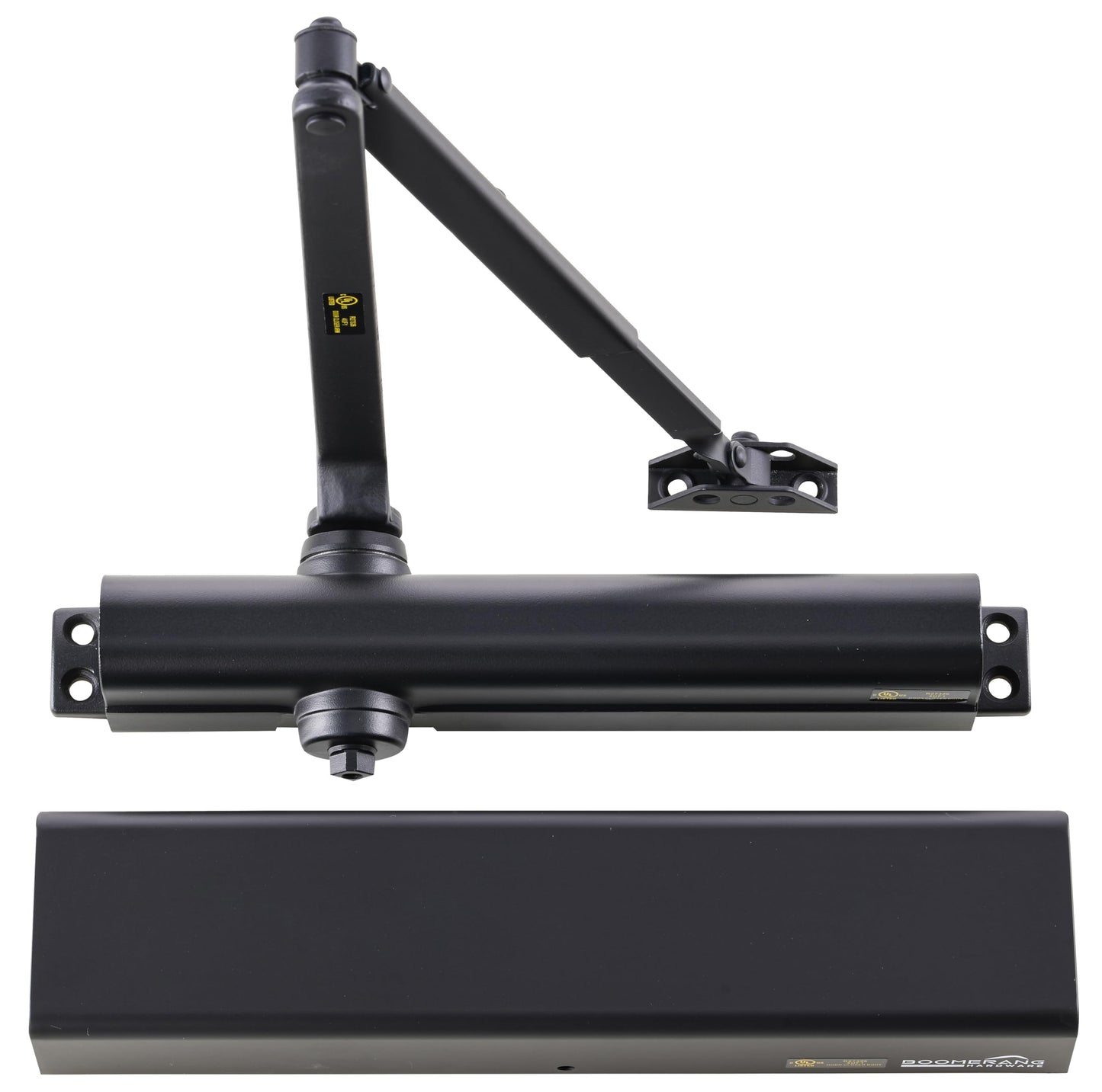 Boomerang Heavy Duty Designer Automatic Commercial Door Closer - D8016-Surface Mounted, Grade 1, Cast Aluminum, UL 3 Hour Fire Rated & ADA for high Traffic doorways, Matte Black (US19)