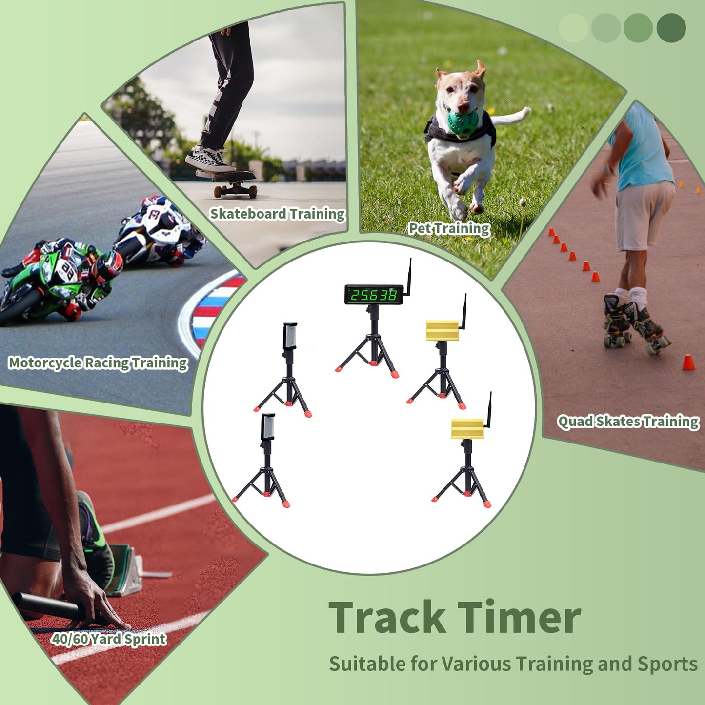 GAN XIN 40/60 Yard Sprint Timer for Track Wireless Race Clock, Stopwatch for Speed Training, Adjustable Tripod Precision Laser Racing Time（Smaller Tripod）
