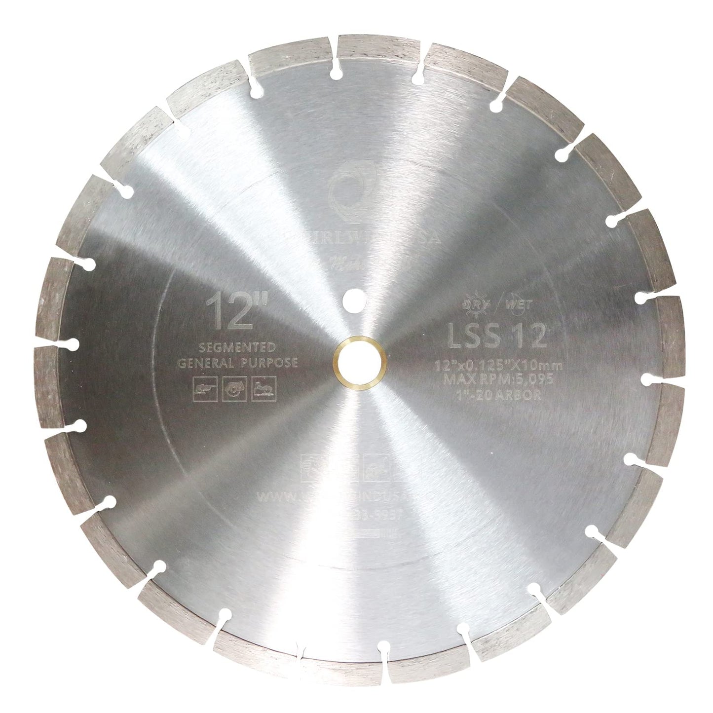 Whirlwind USA TSS 12-Inch Laser Welded Dry or Wet Cutting General Purpose Power Saw Segmented Diamond Blades for Concrete Stone Brick Masonry (Factory Direct Sale) (12")