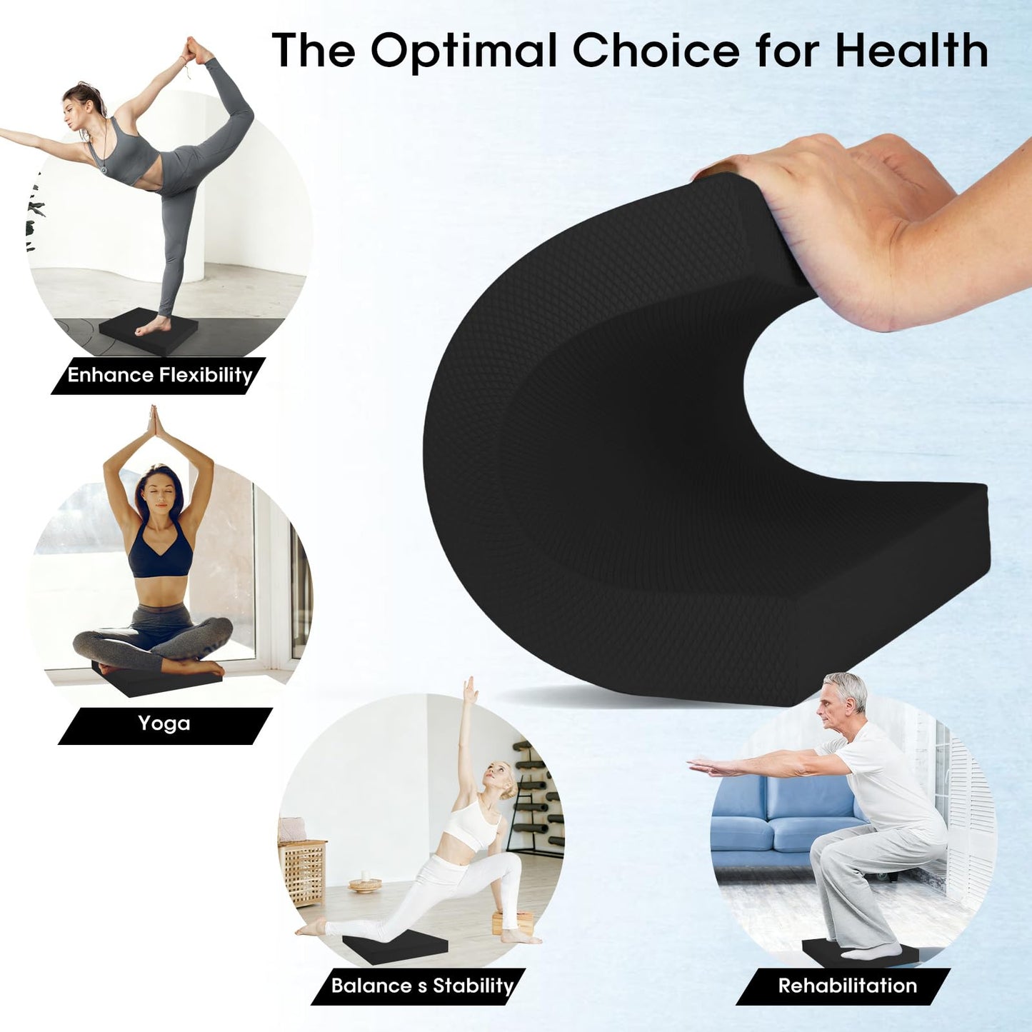 MBKHFLL Exercise Balance Pad，Balance Foam Mat for Physical Therapy Equipment & Strength Stability Training, Slip Resistant Foam Mat for Yoga, Pilates, Meditation，Gardening knee pads (black)