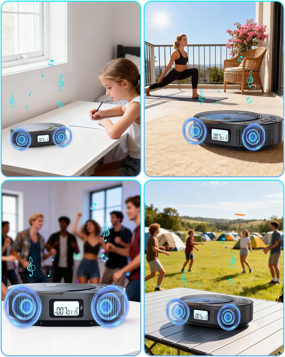 FELEMAN Portable CD Player, Bluetooth CD Player with Speakers, CD Players for Home, Boombox CD Player for Car, Supports