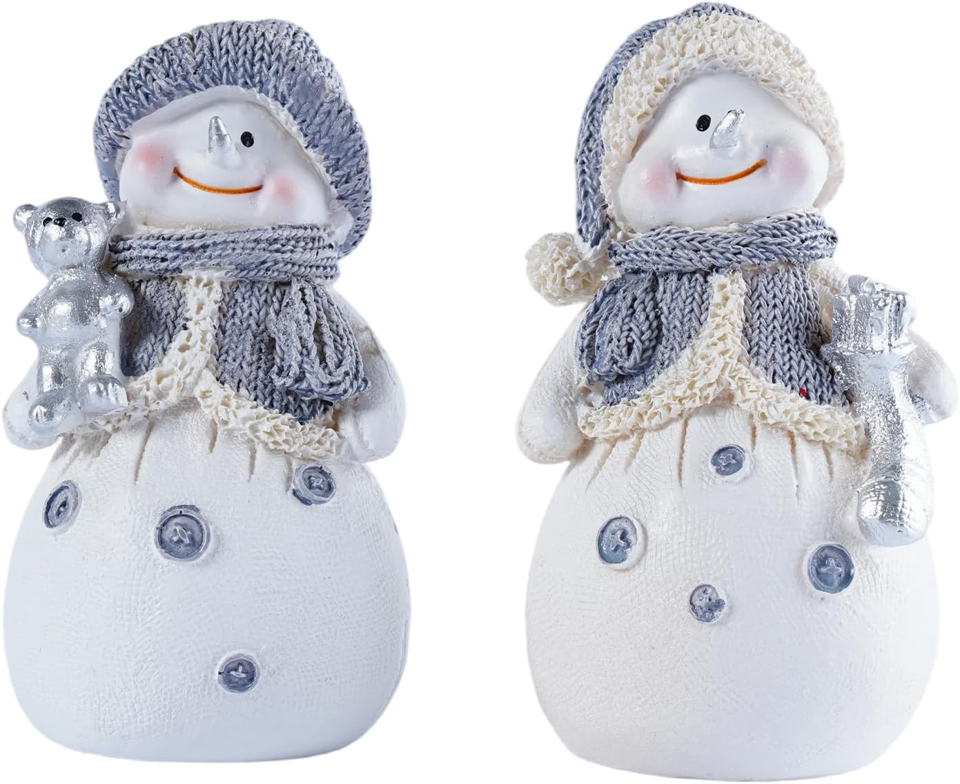 Skiennix 2-Piece Snowman Figurines - Charming Christmas Decorations for Winter Table Centerpieces
