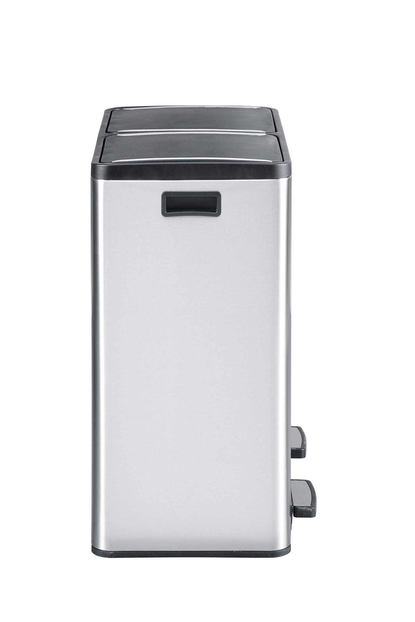 Step N' Sort The 18.5 Gallon Extra Large Capacity, Soft-Step, Dual Trash and Recycling Bin with Removable Inner Bins, Silver