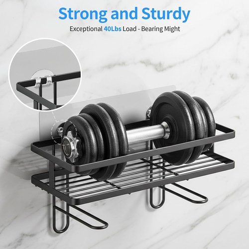 Elegant Shower Caddy - 6 PCS Strong Waterproof Adhesive Hooks & Strips for Bathroom Storage