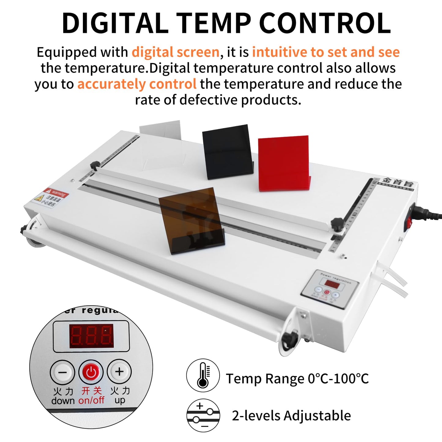 RUOXIJUFU 24inch Acrylic Bending Machine, 110V PVC Plastic Bender with Bracket Angle Adjustment, 60cm Plastic Heat Bending Machine Heater 0-450℃