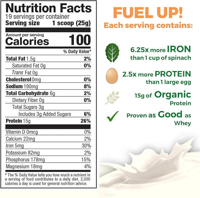 Raw Pea Protein Powder, Vegan Plant Based Protein, BCAA, Low-Carb, Low-Sugar, Vanilla Blast, 1 Pound (Pack of 1)