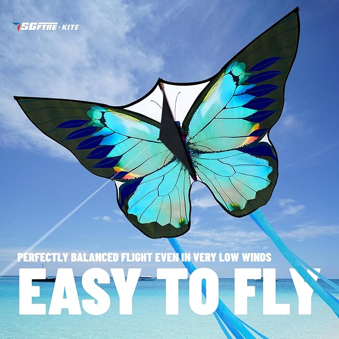 Green Butterfly Kite Premium Quality, Easy to Fly Perfect Outdoor Toy for Kids and Adults,Beach and Park Kite for Family Outdoor Games & Activities(Silverwing Butterfly)