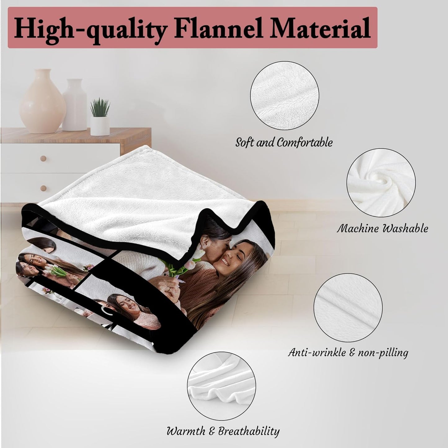 Regine Switzerland Personalized Photo Blanket - Custom Mother's Day Gift for Mom | Ships Next Day, Printed in USA