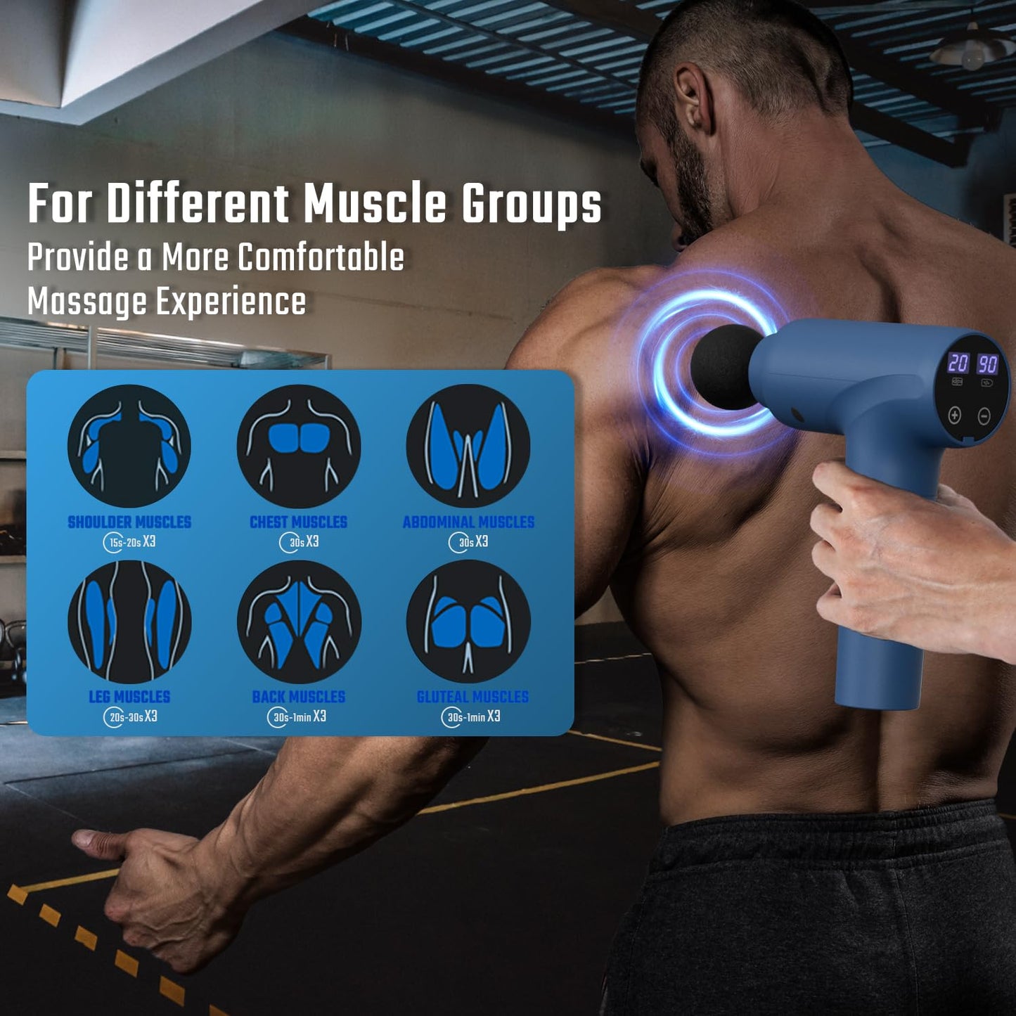 cotsoco Massage Gun Deep Tissue, Muscle Massage Gun Back Massager for Pain Relief, 20 Speeds Handheld Electric Massager Tool with Silent Brushless Motor, Suitable for Gym Office Home Travel