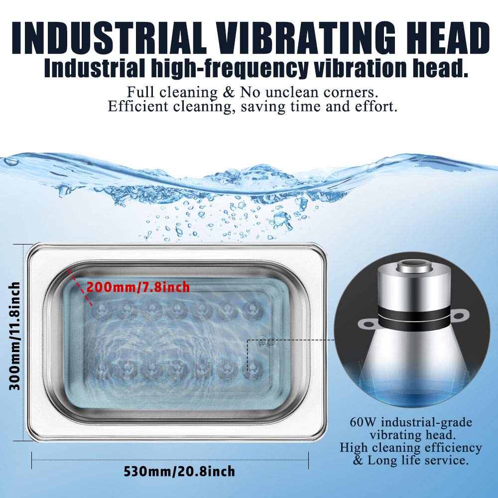 Anbull 22L/5.8Gal 480W Industrial Ultrasonic Cleaner Machine with 304 Stainless Steel and Digital Timer Heater for Wrench Tools Industrial Parts Mental Instrument Apparatus Cleaning