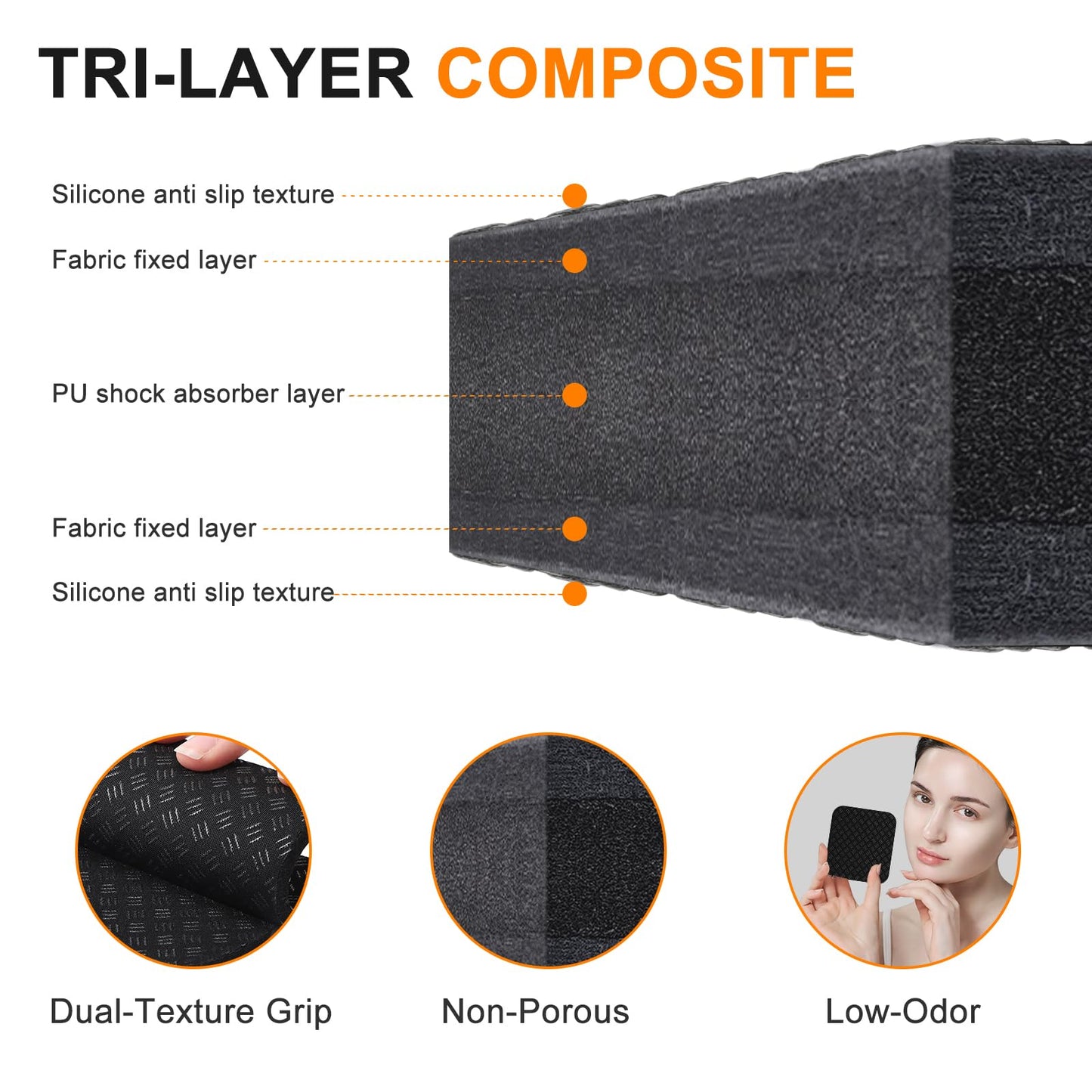 Compact Silicone Treadmill Mat, Non-Slip Shock Absorbing Pad, Floor Protector for Home Gym Equipment, Easy to Clean, Anti-Vibration, Prevents Floor Damage (12, 3.94x3.94x0.2inch)