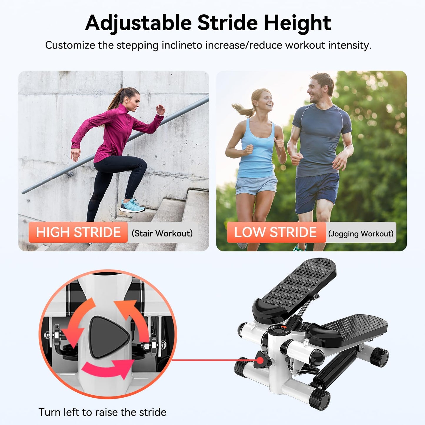 Joxir Steppers for Exercise at Home, Mini Stepper with Resistance Bands, Portable Stair Stepper for Home, Smooth and Quiet, Hydraulic Fitness Stair Stepper with LCD Monitor