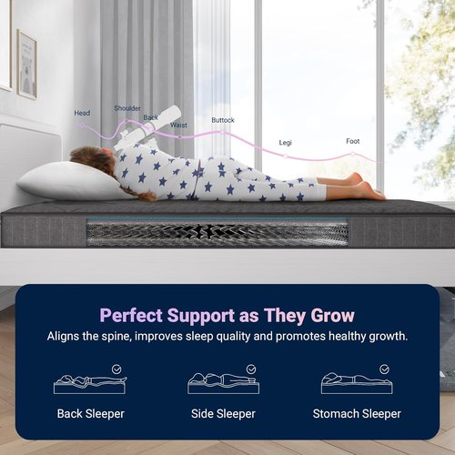 Avenco Twin Mattress - 6 Inch Medium Firm Hybrid Mattress with Bonnell Spring & Gel Memory Foam for Kids