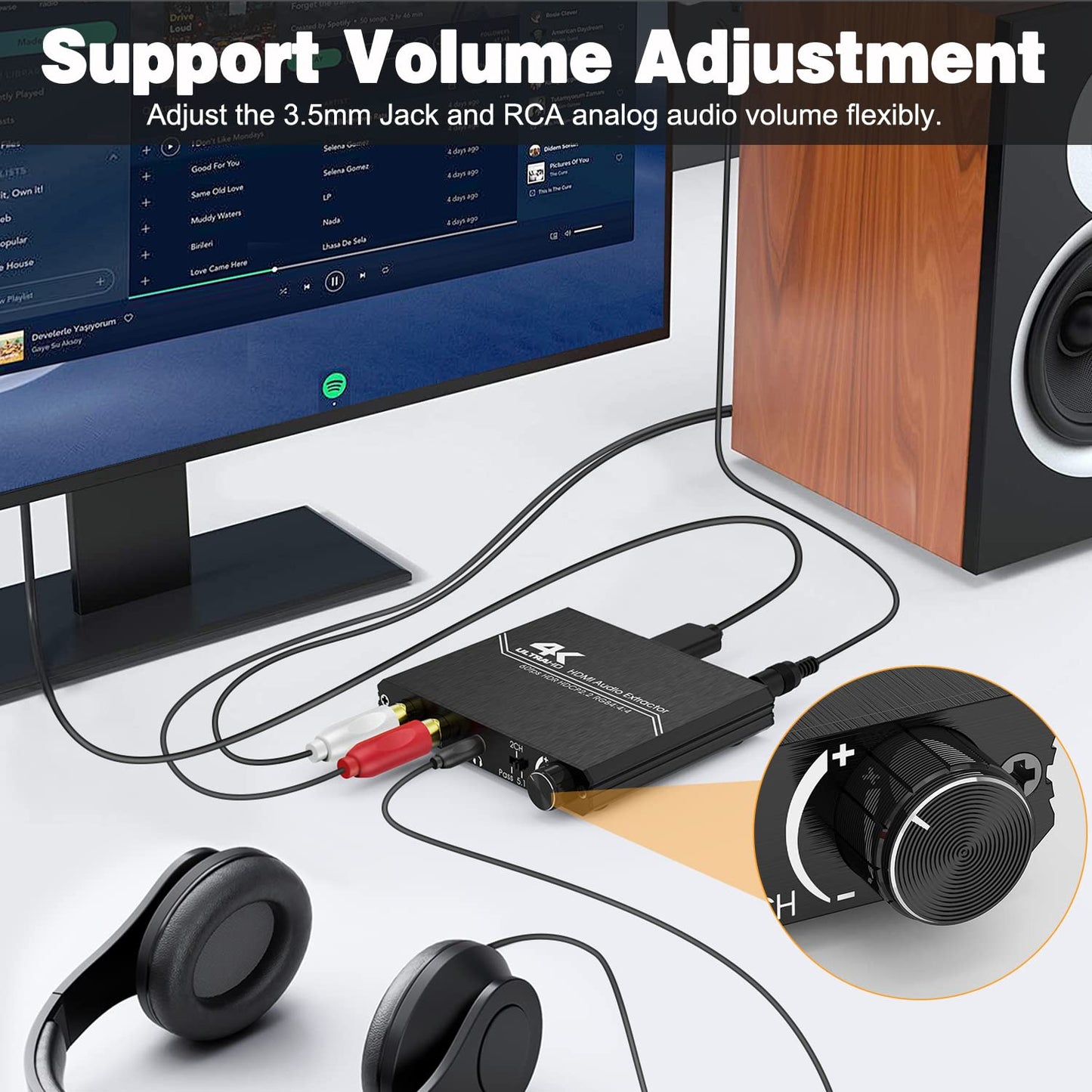 4K 3.5mm 4K@60Hz 2.2 3D 4:4:4 Tendak HDMI Audio Extractor, HDMI to Optical SPDIF + Stereo + RCA L/R Audio Adapter