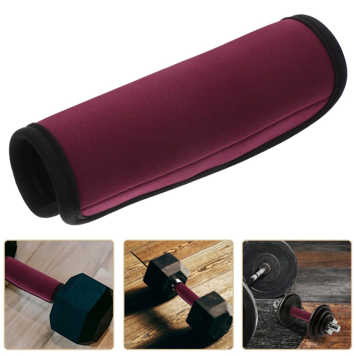 Beavorty 2pcs Barbell Sleeve Gym Equipment Grip Pads Anti-Slip Weight Lifting Covers Detachable Burgundy Pull-up Bar Accessories for Strength Training