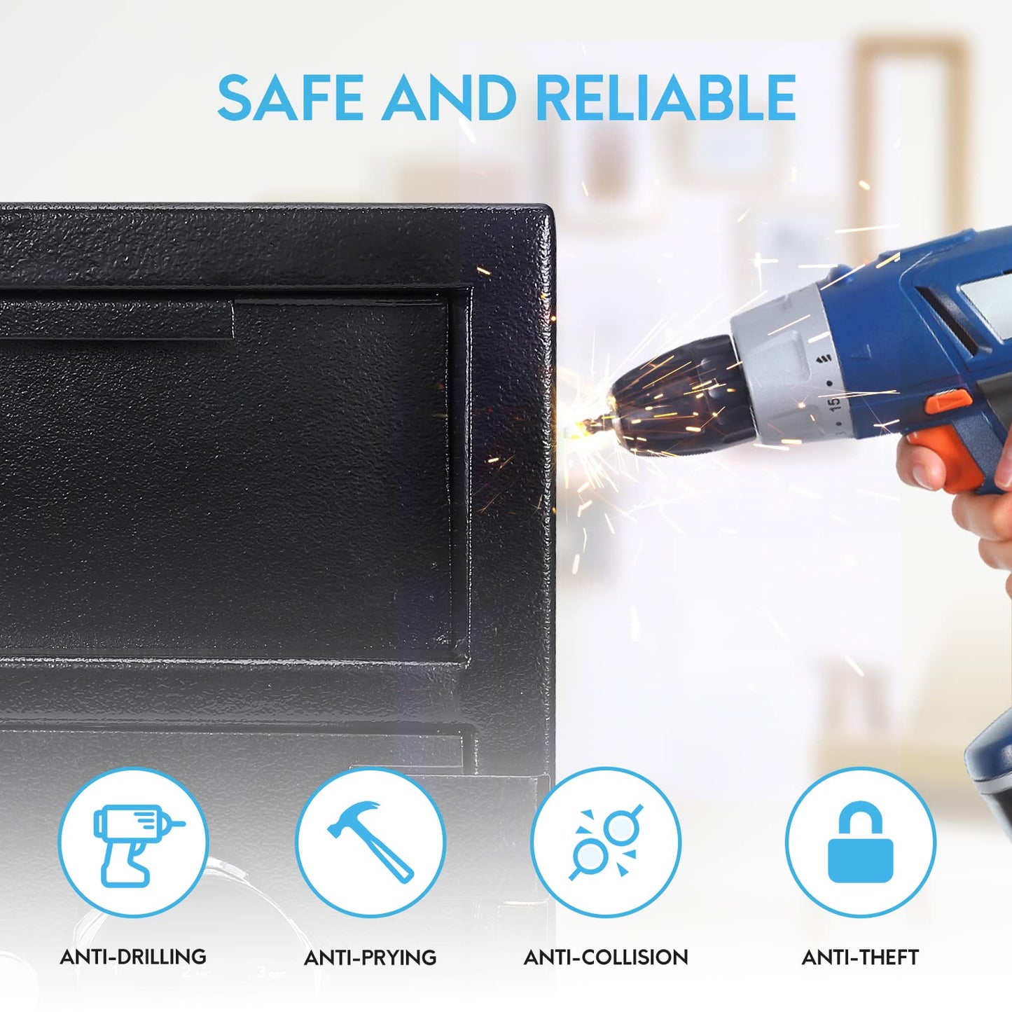 Fireproof Depository Safe with Drop Slot, Electronic Anti-Theft Drop Safe for Business with Programmable Numeric Keypad Lock and Spare Keys, Cash Drop Safe Box for Office Home Retail Store