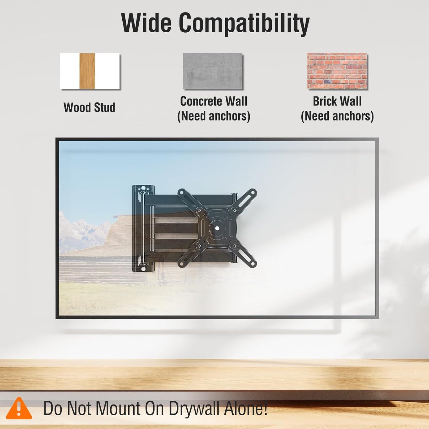 ELIVED 14-42 Inch 29.5 Inch 200x200mm, 44 lbs. Long Arm TV Wall Mount for Most tvs & Monitors, Long Extension TV Mount