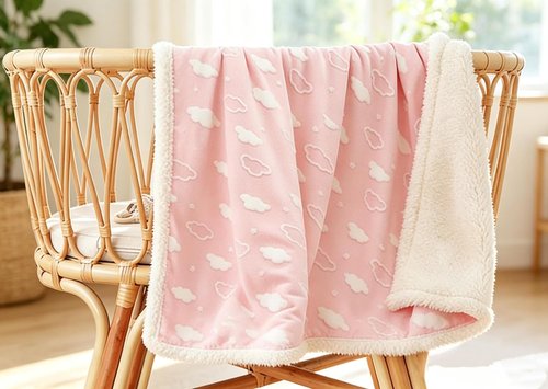 American Baby Company Heavenly Soft Chenille Sherpa Receiving Blanket - Warm 3D Pink, 30" x 35" for Travel & Strollers