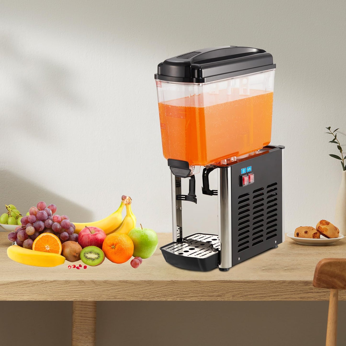 4.8 Gal Commercial Beverage Dispenser with Thermostat Controller, Food Grade Stainless Steel Drink Dispenser for Parties, Restaurants & Hotels, Ideal Juice Dispenser for Cold Beverages