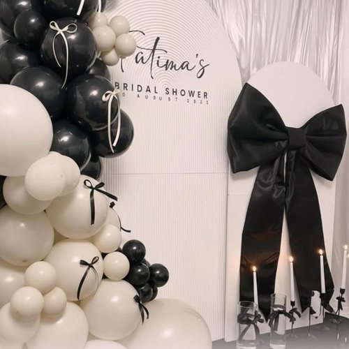 Black Bow Decor | 2-Pack Large & Small Coquette Wall Backdrop for Valentine's Day & Weddings