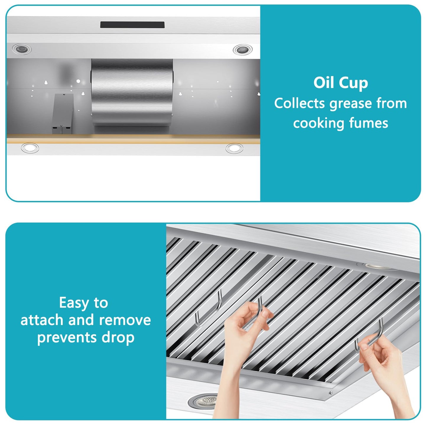 48 inch Under Cabinet Range Hood 1500 CFM with 4-Speed Gesture Sensing & Touch Control, Stainless Steel Kitchen Stove Vent Hoods with 4 LED lights, Time Setting, Dishwasher-Safe Baffle Filters