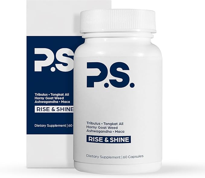 PS Natural Testosterone Booster for Men - Premium D3 and Zinc Supplements for Men with Tribulus, Horny Goat Weed, and Tongkat Ali - Test Booster and Energy Supplements (60 Capsules)