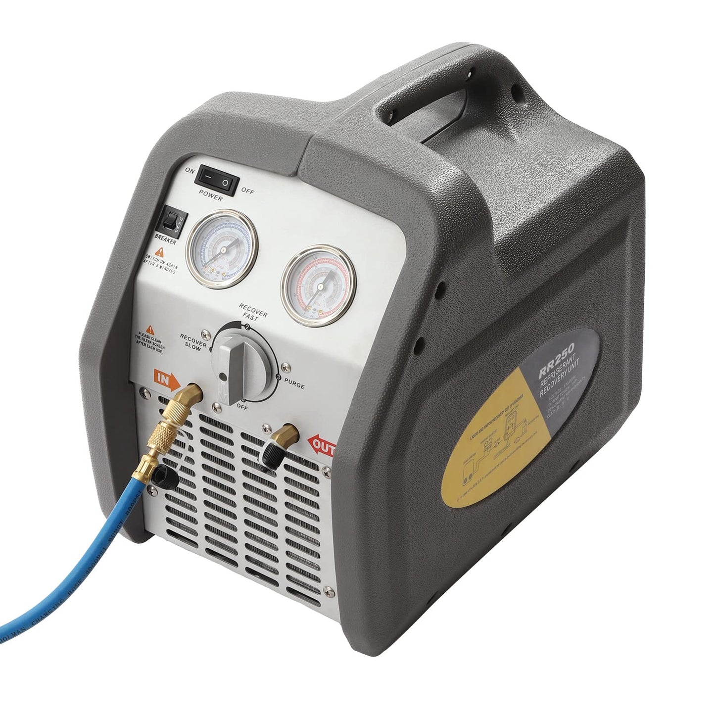Refrigerant Recovery Machine, 3/4 HP Air Conditioning Refrigerant Recovery Unit, HVAC, 558 psi Protection, 110V 60Hz, Air Conditioning Repair Tool (Gray)