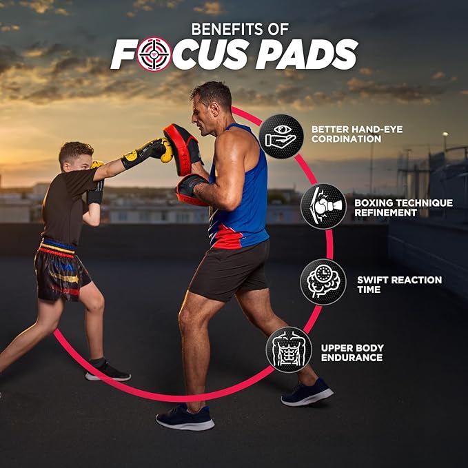 WYOX Curved Focus Mitts for Boxing & MMA | Durable PU Leather Punching Pads with Adjustable Strap | Ideal for Muay Thai, Kickboxing, Martial Arts Training – Hand Target Strike Shield for Men & Women
