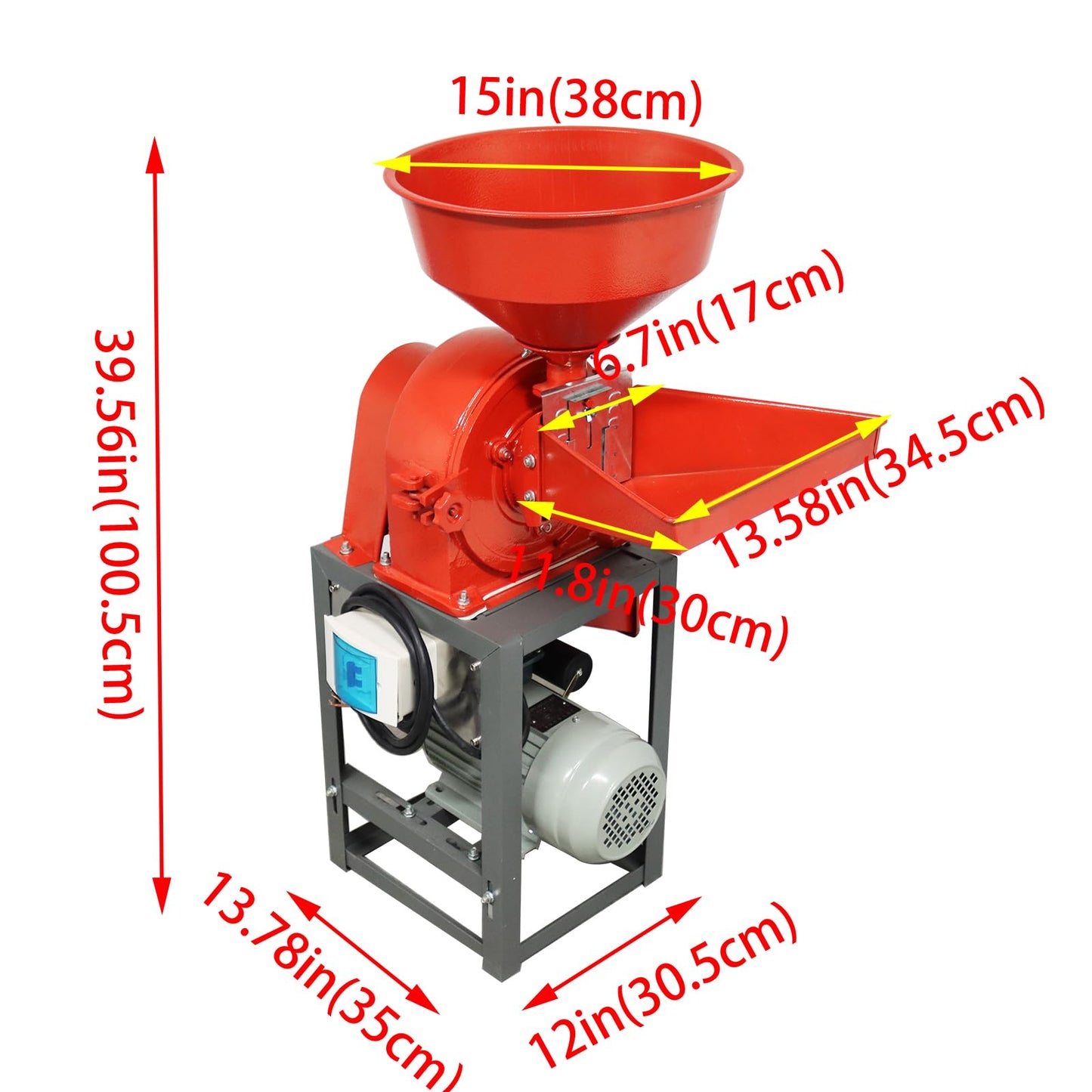 Banfluxion 220V Multifunctional Grinding Machine Cereals Pulverizer Electric Grain Crusher for Rice, Corn, Millet, with 2 Sieves & Adjustable Hopper, Ideal for Household, Farm Use, 100-150kg/h, 2.2KW
