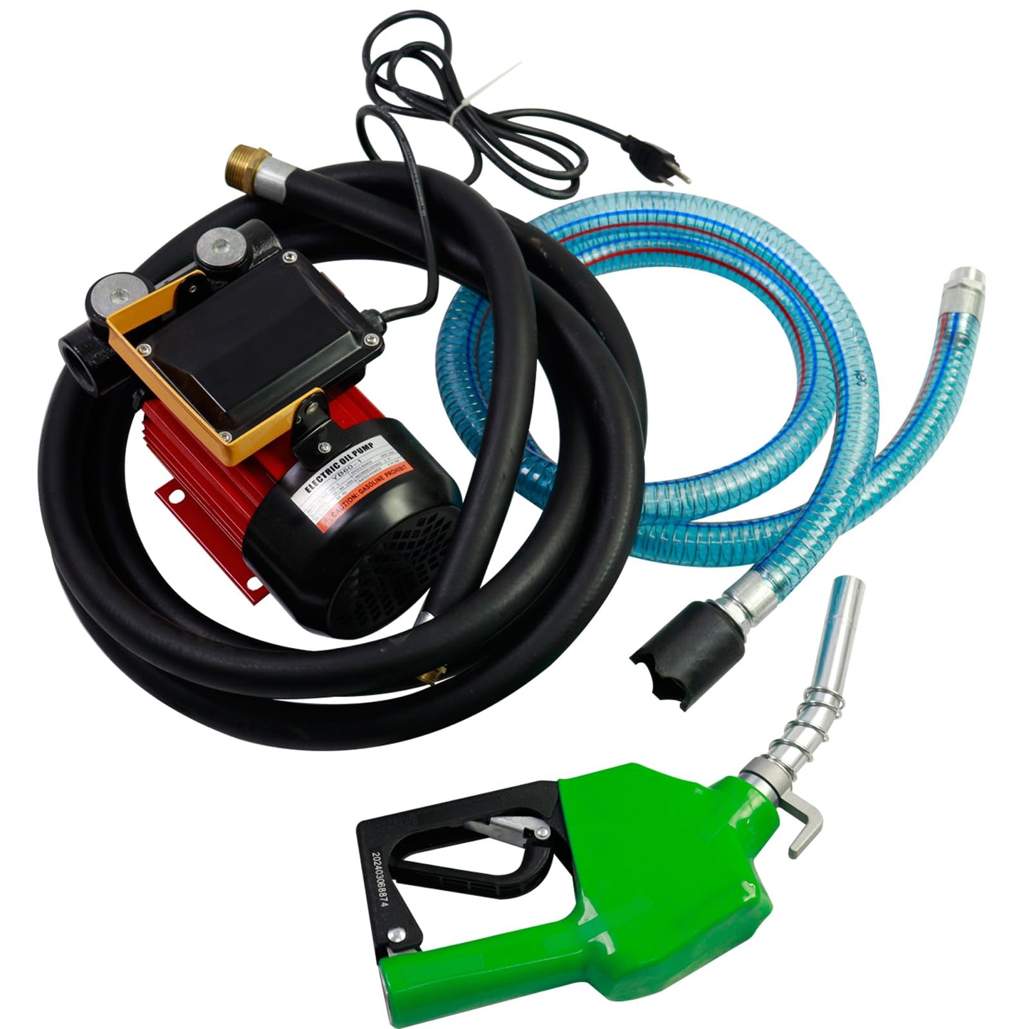 GIAYOGO 110V 16GPM Electric Fuel Transfer Pump Kit - Self-Priming Diesel/Kerosene/Bio Pump w/Hose & Nozzle, 550W Motor, 20-60L/Min (5.25-15.75 GPM)
