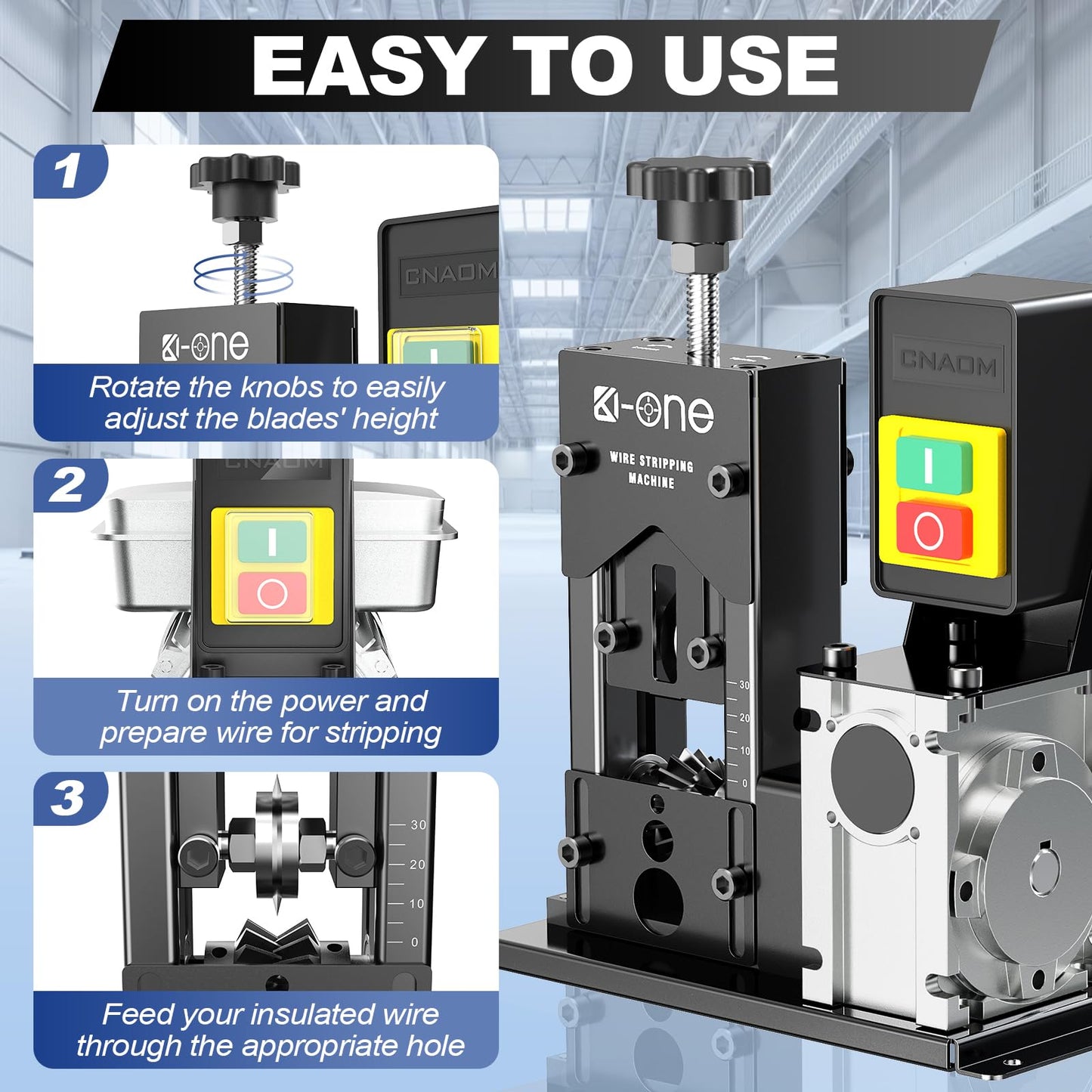 Electric Wire Stripper Machine, 0.06"-1.18" Automatic Wire Stripping Machine,180 W, 80 ft/min