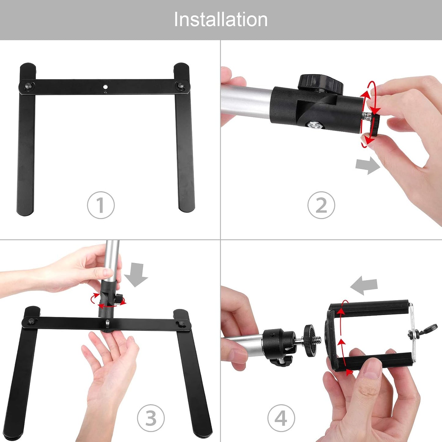 ChromLives Photo Copy Stand Pico Projector Stand with Phone Clamp Overhead Phone Mount Smartphone Compatible Tripod