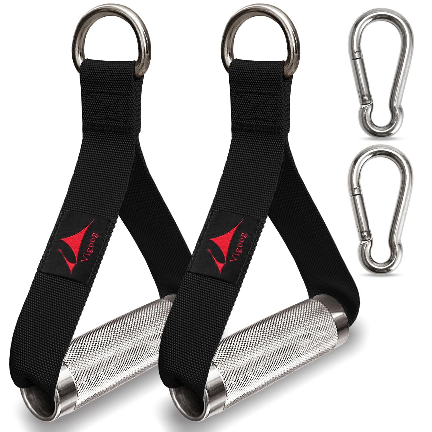 Pro Grade Metal Workout Handles, Heavy Duty Replacement Grip Attachments for Cable Machines, Resistance Bands, LAT Pulldown, Strength Exercise Home Gym & Commercial Fitness Equipment (Classic Black)