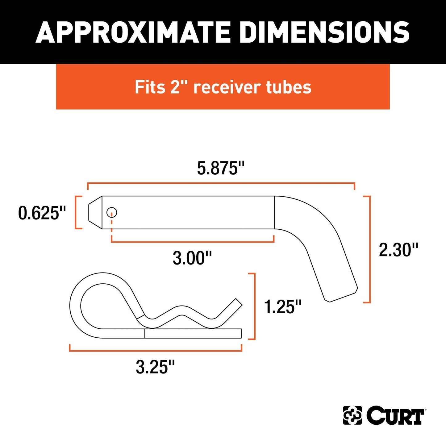 CURT 21578 Black Trailer Hitch Pin & Clip, 5/8-Inch Diameter, Fits 2-Inch Receiver