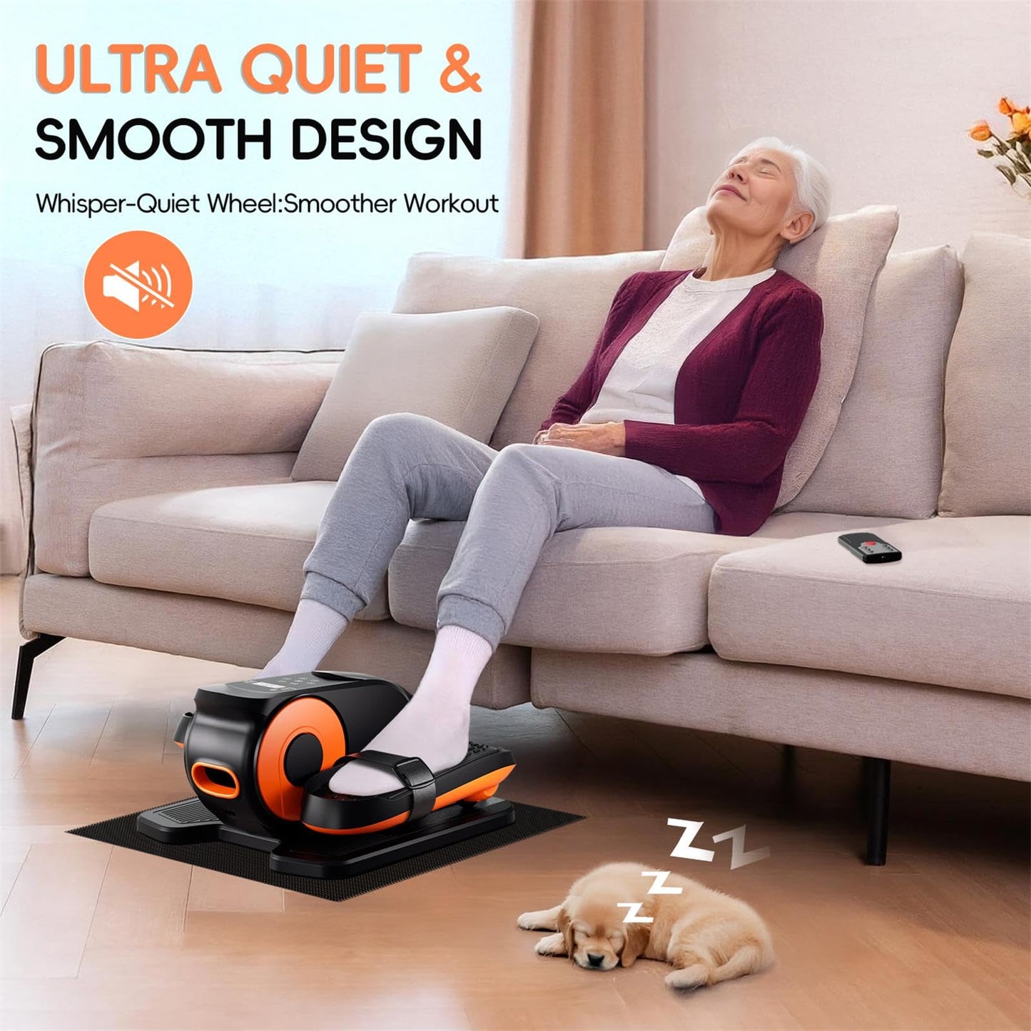 Under Desk Elliptical Machine,Foot Exerciser for Seniors Fully Assembled, Quiet & Portable Electric Seated Pedal Exerciser with Remote Control & 12 Adjustable Speeds