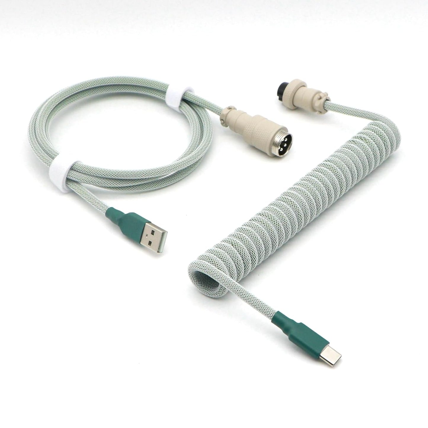 KCSJXF 5Pin GX16 1.2m Pro Coiled Keyboard Cable, Double-Sleeved Mechanical Keyboard Cable with Aviator, USB A to USB