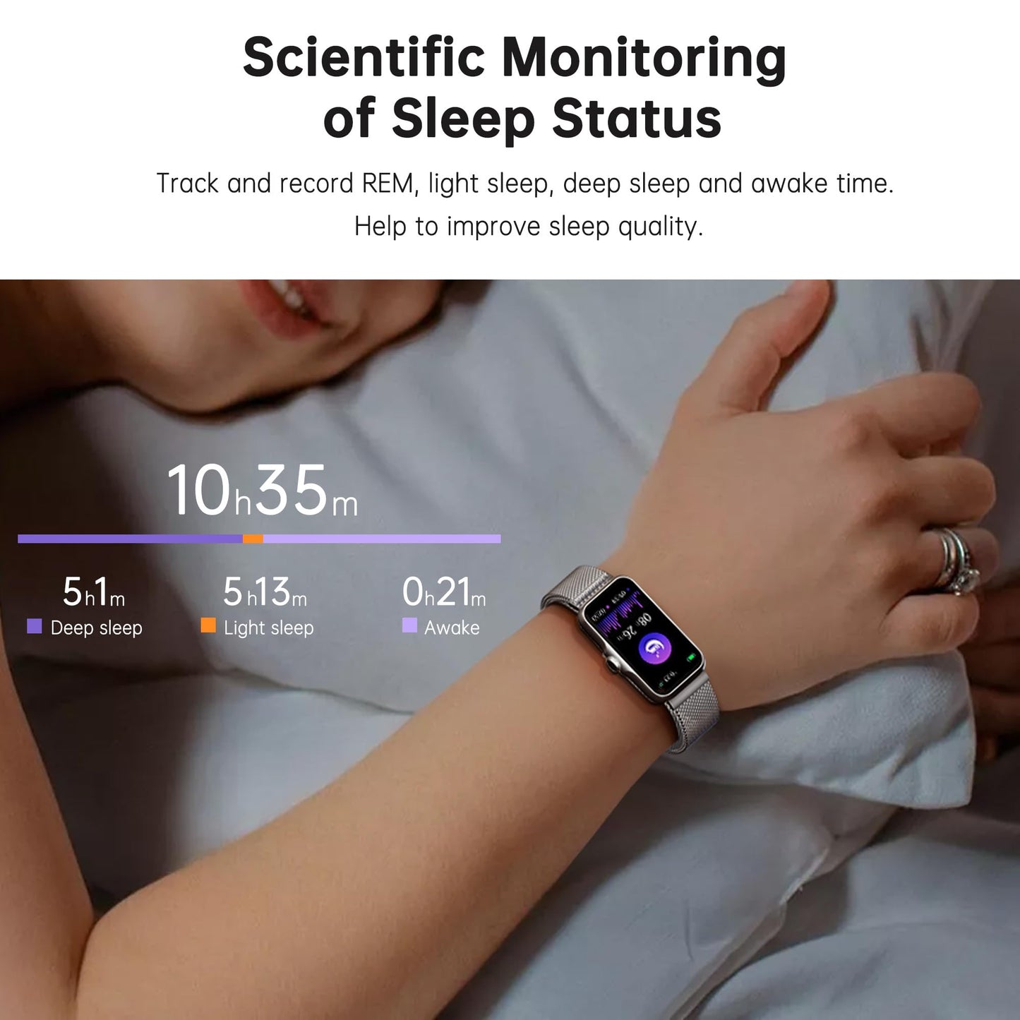 Sunorshop Health Fitness Tracker, Smart Watch with 24/7 Heart Rate and Blood Oxygen Monitor, Sleep Tracker with IP68 Waterproof, Activity Tracker Pedometer Step Counter for Women Men (Silver)