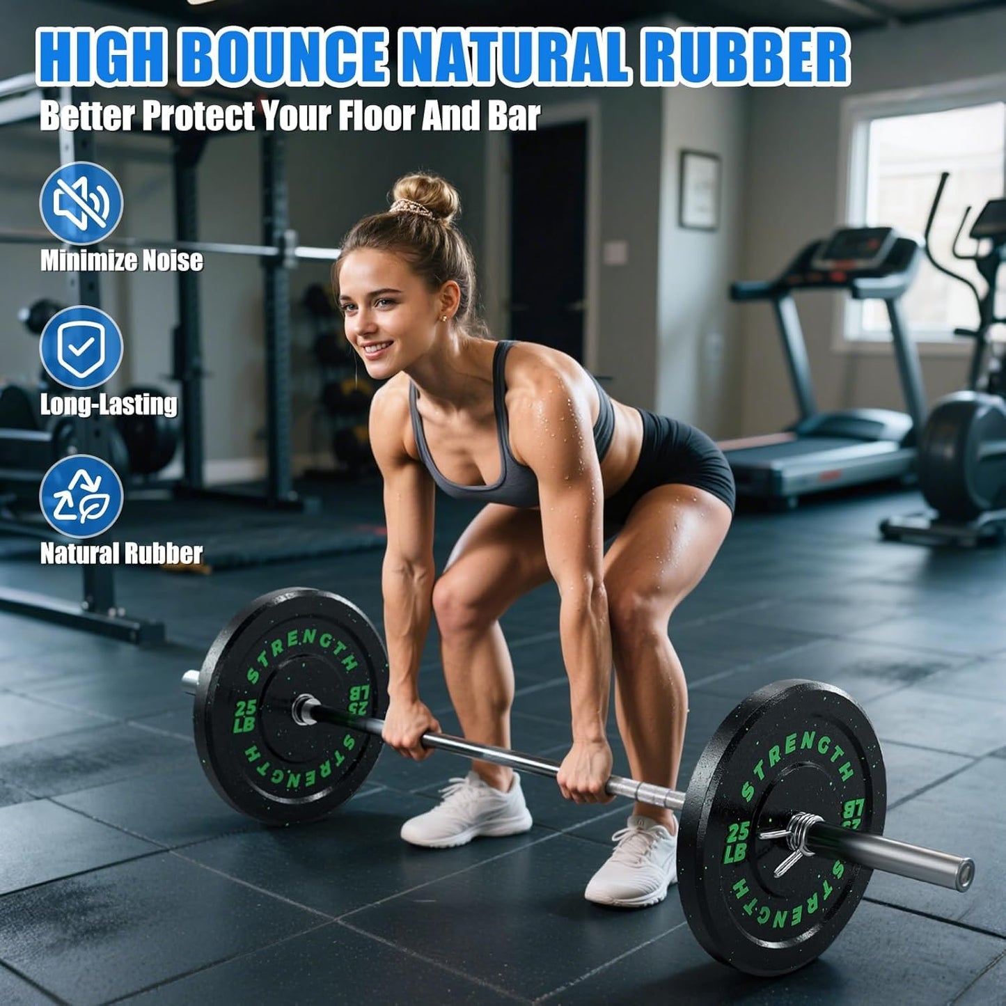 XDDIAS 2-Inch Bumper Plates, Barbell Rubber Olympic Weight Plates Set for Home Gym Strength Training, 20-260lbs, Multiple Options