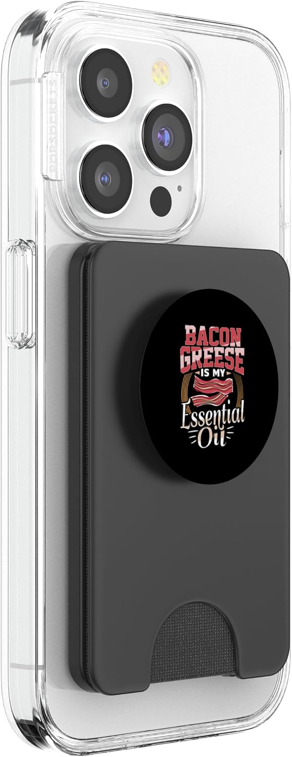 Bacon Lover Apparel Bacon Grease is My Essential Oil Funny Foodie PopSockets PopWallet for MagSafe
