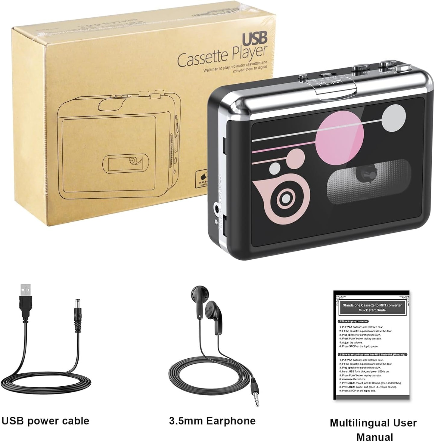 Cassette Cassette MP3 Cassette Mersoco Portable Tape Player, USB to Converter, Audio Music Digital Converter