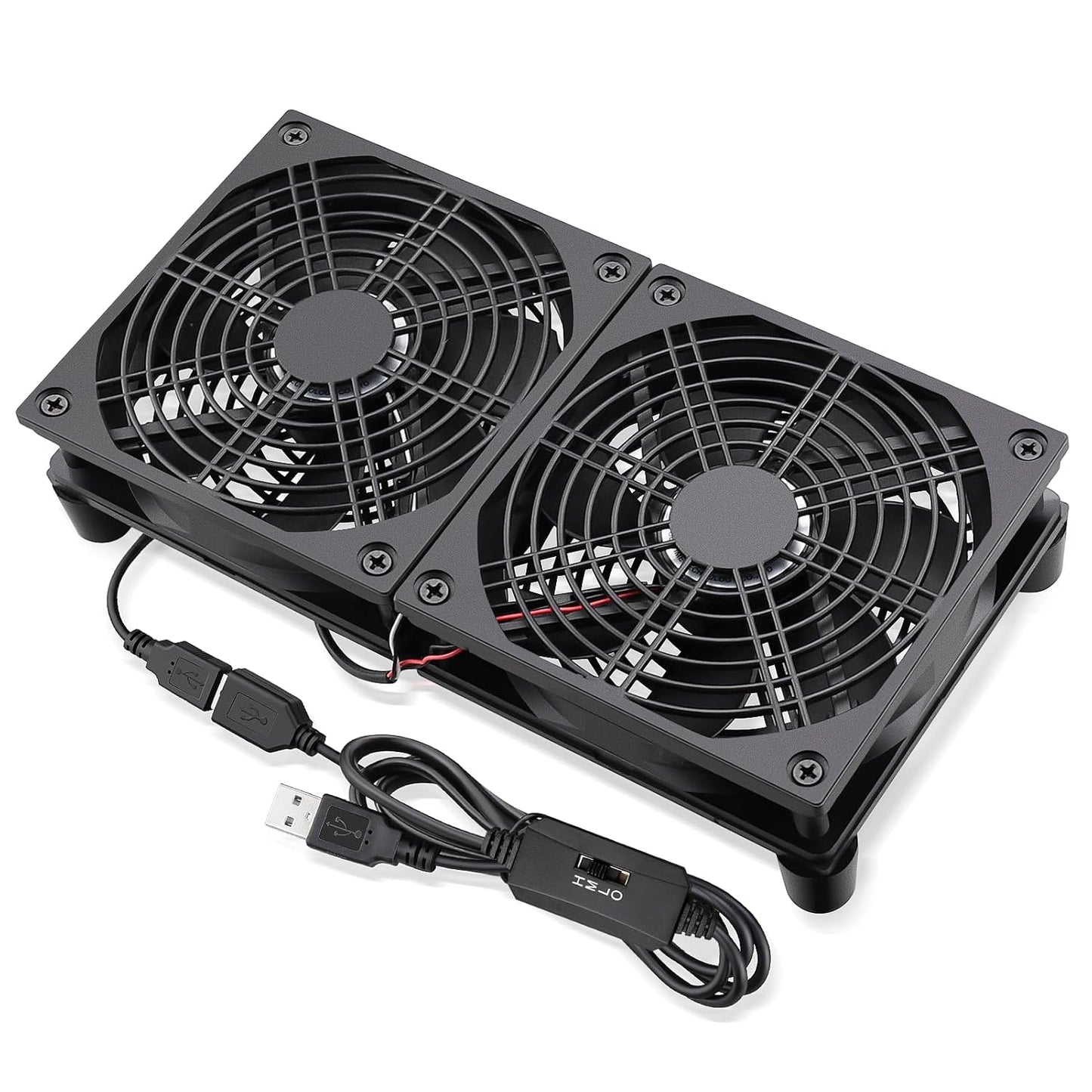 3 5V 120mm GDSTIME Quiet Router Fan Cooler with Speed Control, L/M/H, DC USB Powered Dual Computer Cooling Case Fan