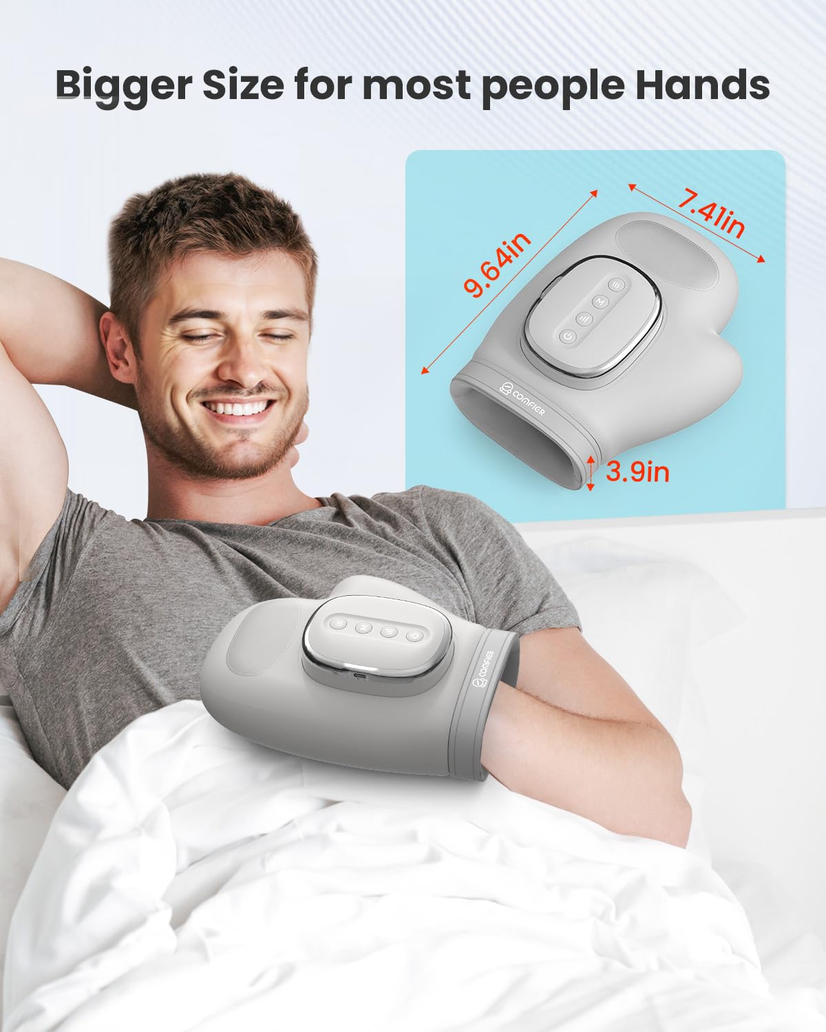 COMFIER【2026 Fathers Day Gift for Men， Cordless Hand Massager for Arthritis and Carpal Tunnel, Updated Bigger Electric Hand Massager with Heat and Compression,Wrist, Finger Massage