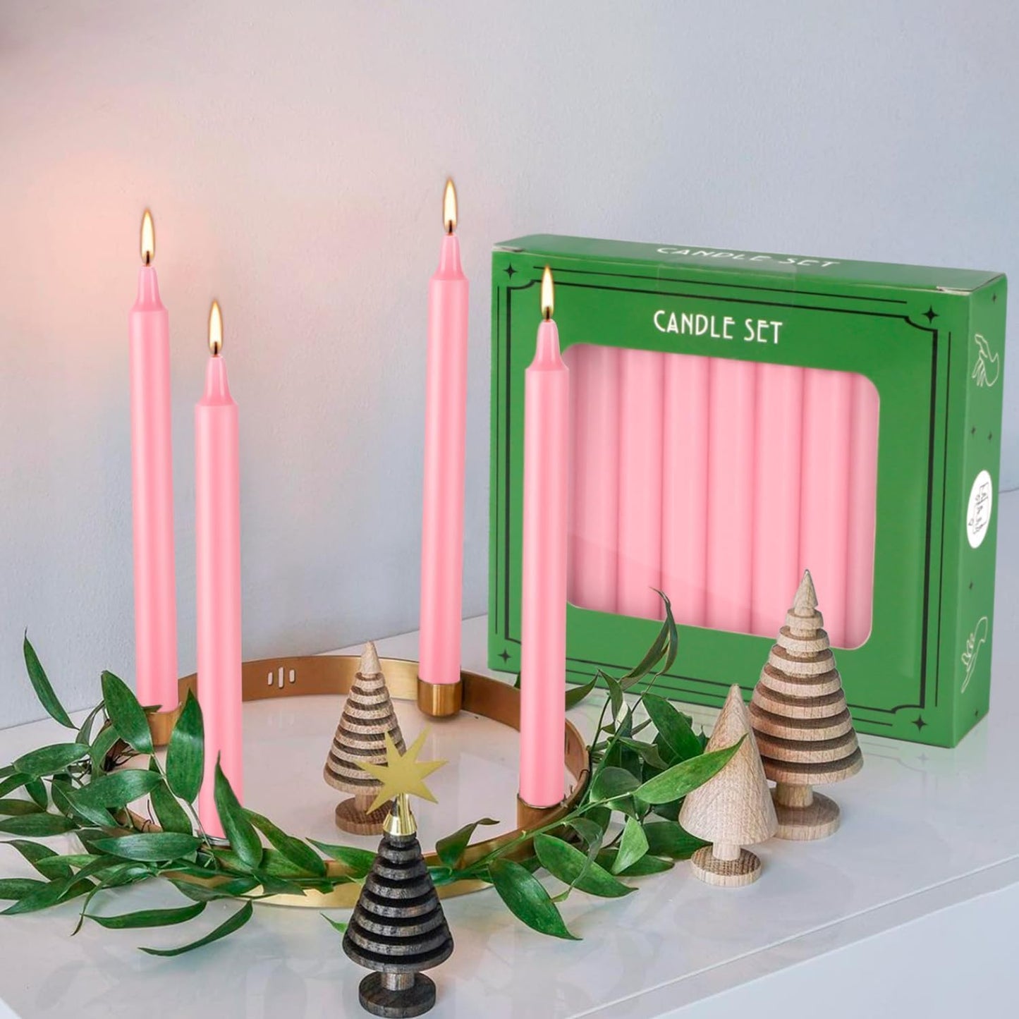 YOROXRG Mini Unscented Taper Candles - 40 Pack for Weddings, Birthdays, and Home Décor | 4 Inch Tall (Pink)