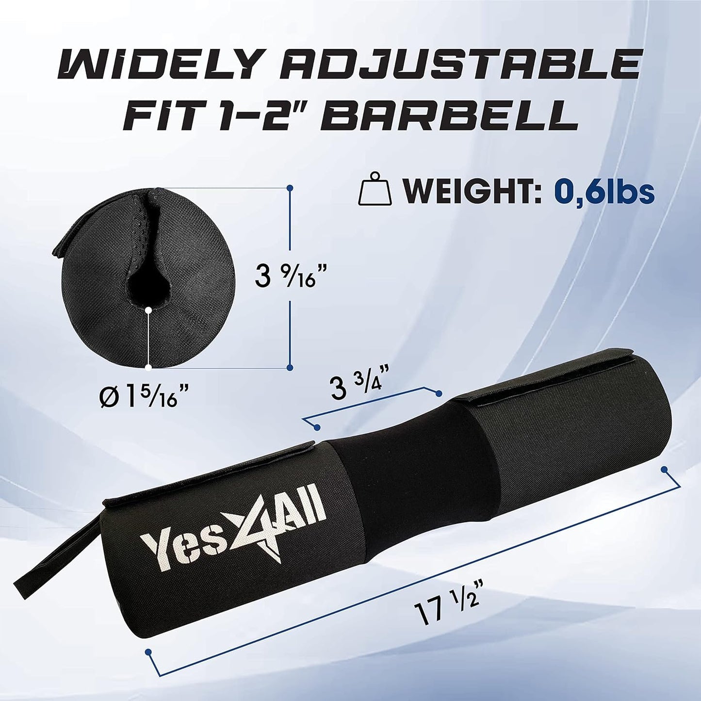 Yes4All Ergonomic Foam Bar Pad - Olympic Barbell Squat Pad - Neck Pad for Squats, Hip Thrusts - Weight Lifting Bar Pad