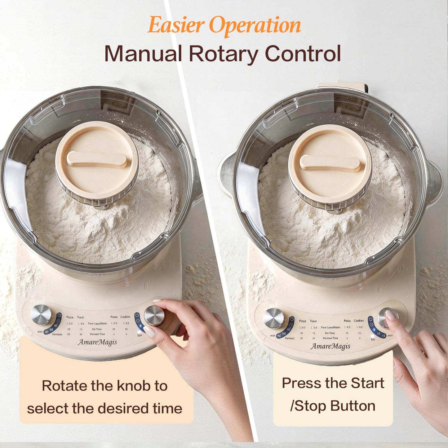 7.4QT Electric Dough Mixer with Timer & Fermentation, Dough Kneader Machine for Bread, Pizza, Pasta & Sourdough, Large Capacity Up to 2.1kg Dough, Hands-Free Kneading Machine for Home Baking