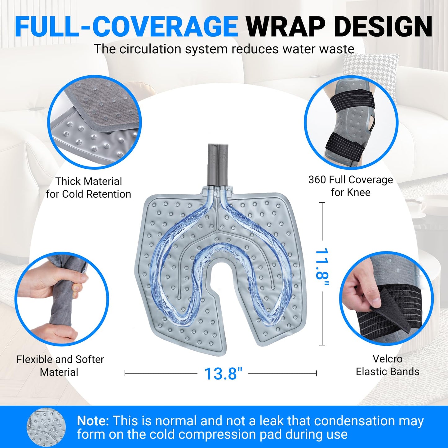 Ice Machine for Knee After Surgery - Programmable Timer Cold Therapy Machine, Portable, Quiet Pump, 12H Cooling, Knee Replacement Recovery System, Cryotherapy Pain Relief & Swelling, ACL Recovery