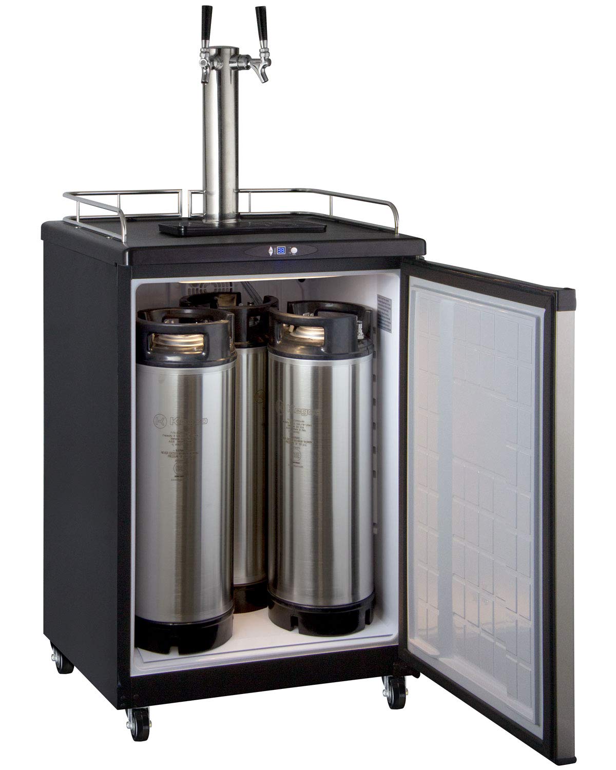 Kegco Keg Dispenser, 2 Faucet, Stainless Steel