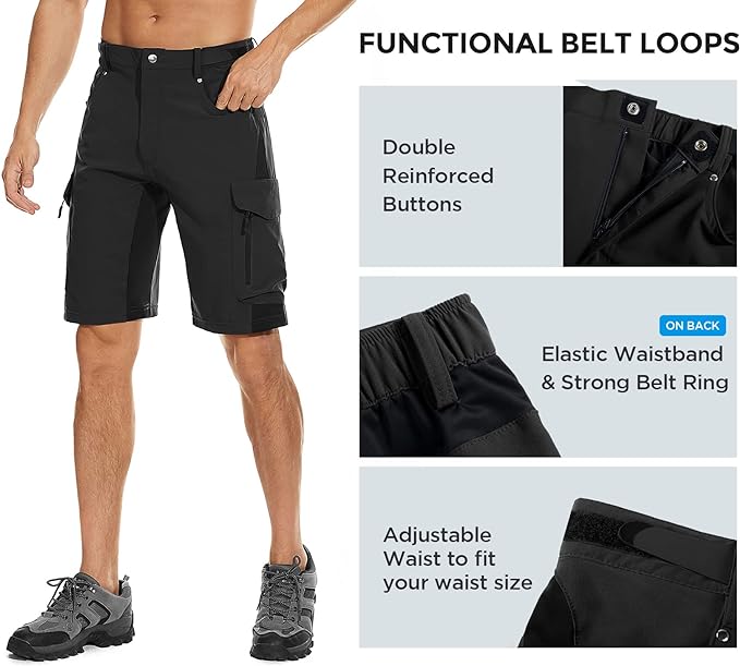 XKTTAC Men's Outdoor Quick Dry Lightweight Stretchy Shorts for Hiking, Tactical, Camping, Travel with 6 Pockets
